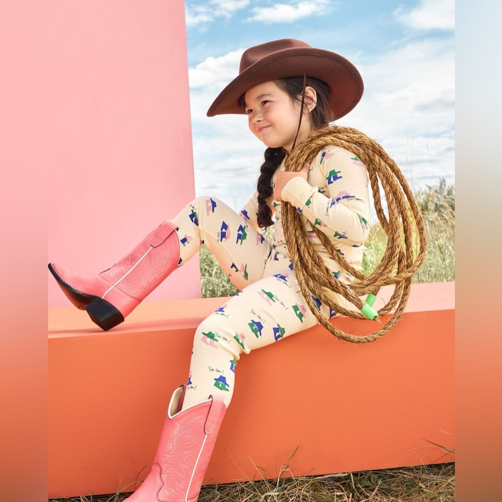 Hanna Andersson Western Boot‎ Cowboy Hat Yee-haw! Long Pajama Set Girl 14-16